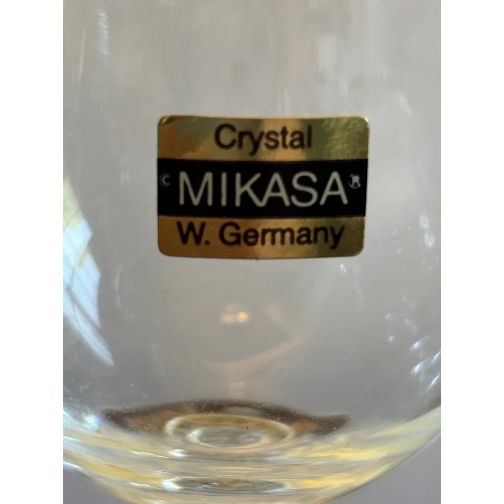 Mikasa The‎ Ritz Crystal Wine Glasses Set of 6 West Germany Ribbed Stem 6.25in